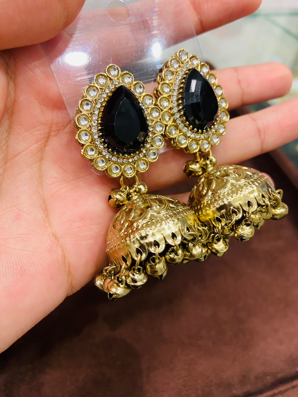 Premium AD Drop Earrings with Brilliant Diamond Finish