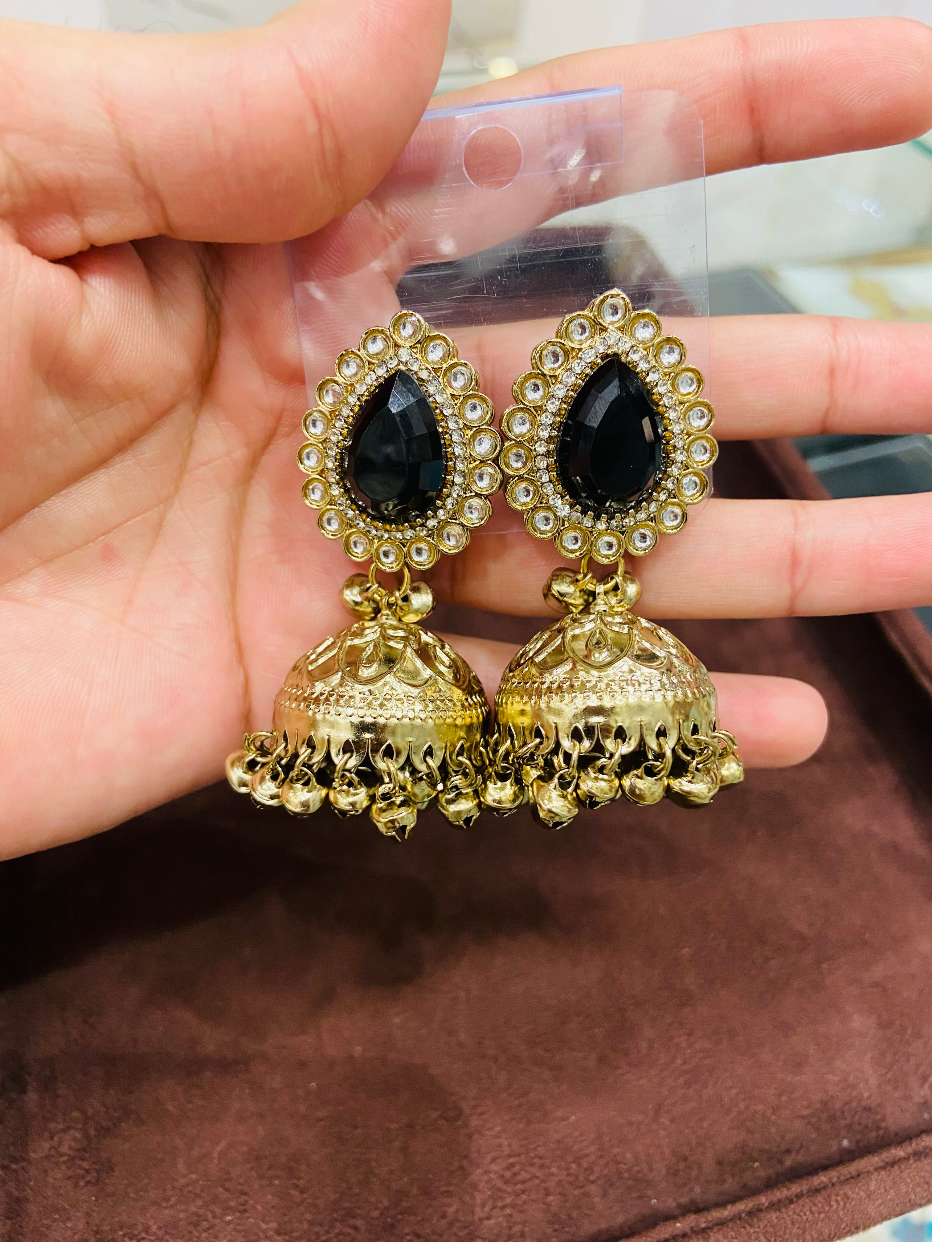 Premium AD Drop Earrings with Brilliant Diamond Finish