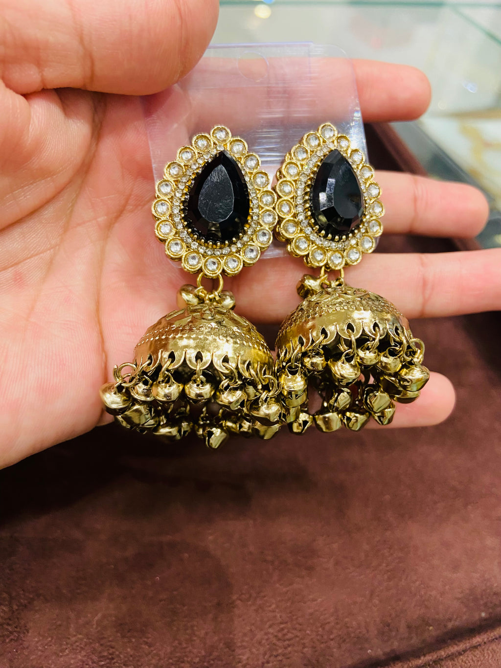 Premium AD Drop Earrings with Brilliant Diamond Finish