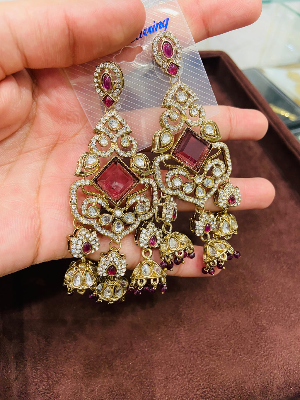 Designer American Diamond Earrings for Party Wear