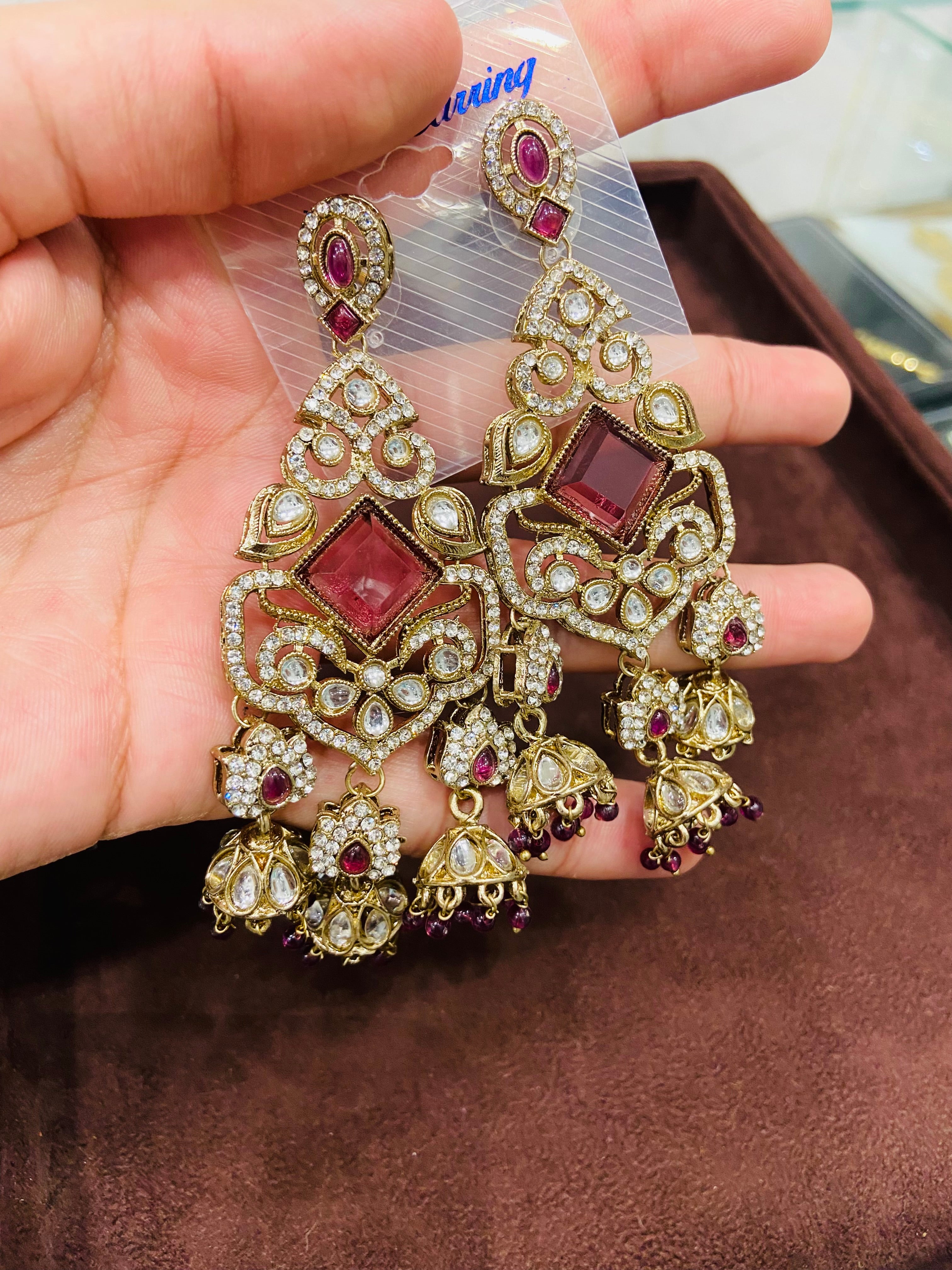 Designer American Diamond Earrings for Party Wear