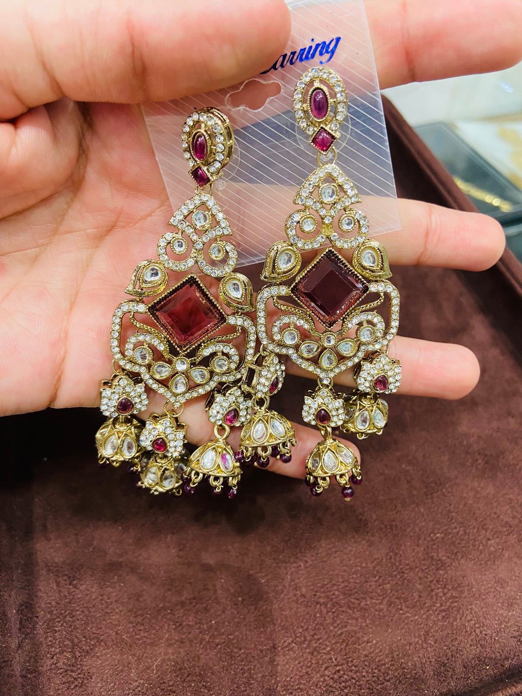 Designer American Diamond Earrings for Party Wear