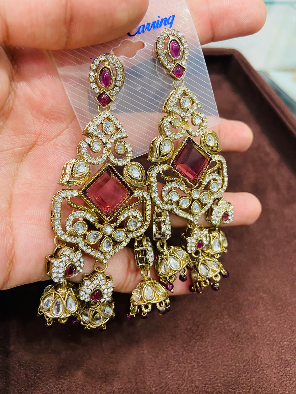 Designer American Diamond Earrings for Party Wear