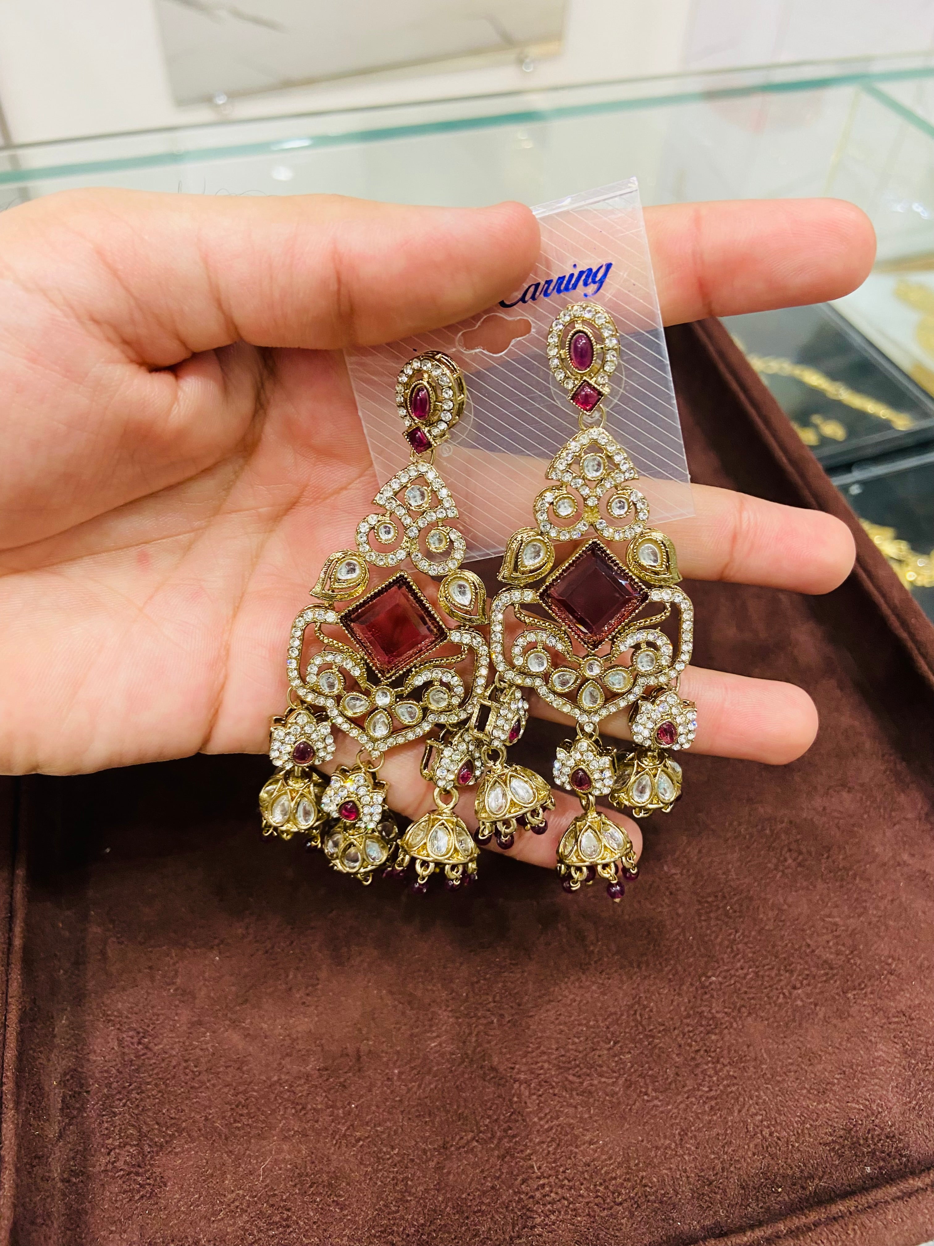 Designer American Diamond Earrings for Party Wear