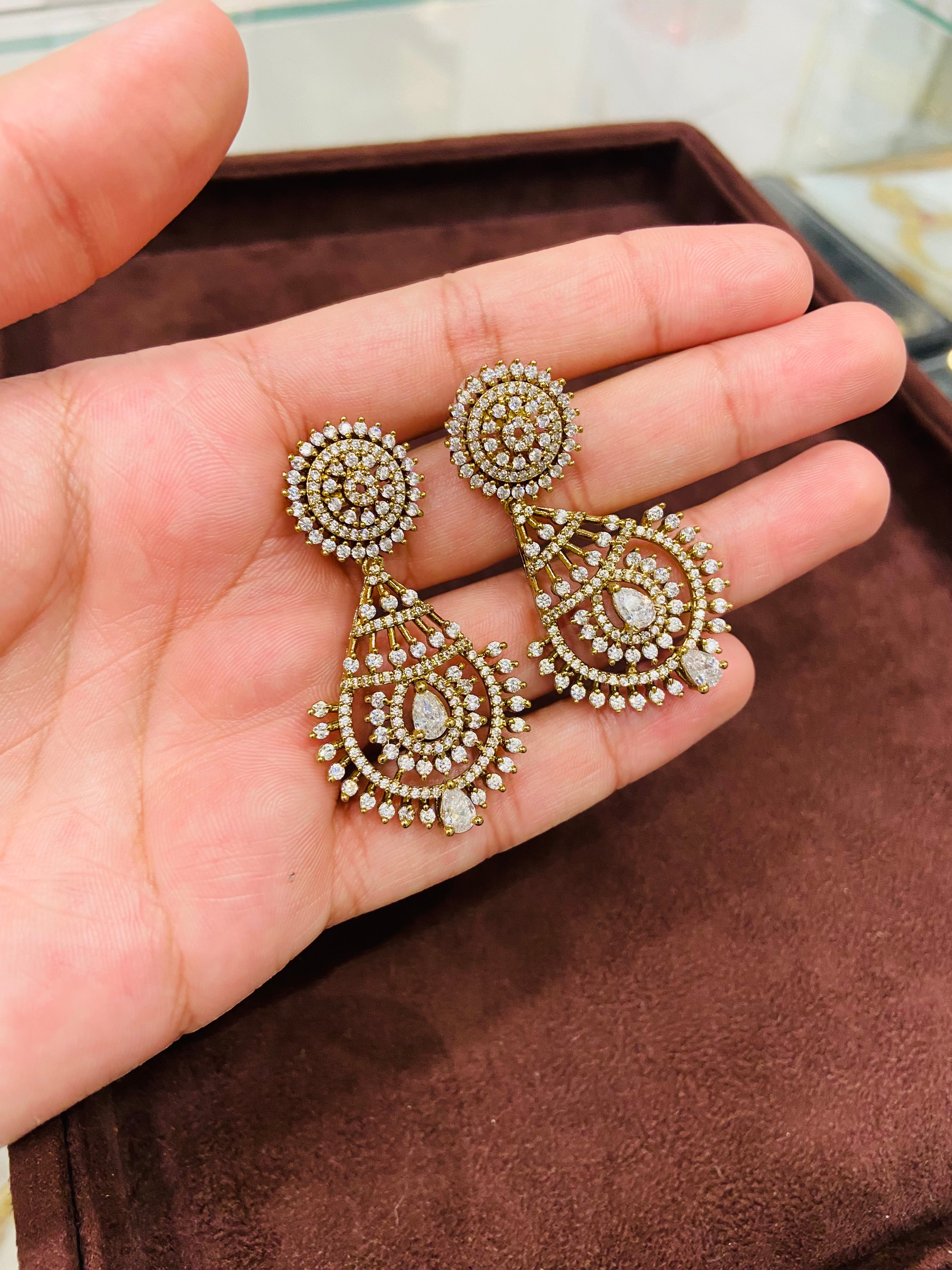 Luxury AD Earrings with High Sparkle Finish