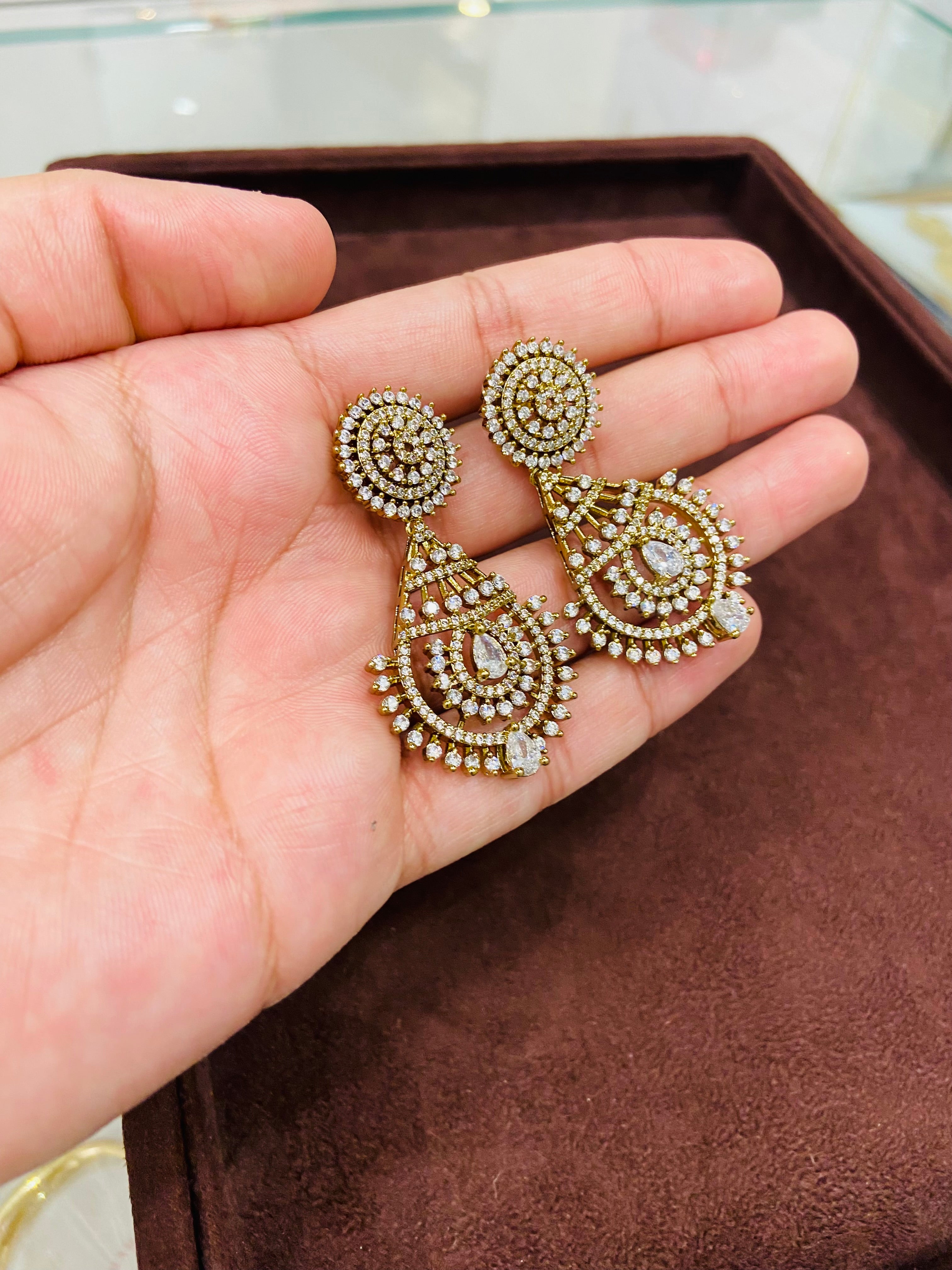 Luxury AD Earrings with High Sparkle Finish