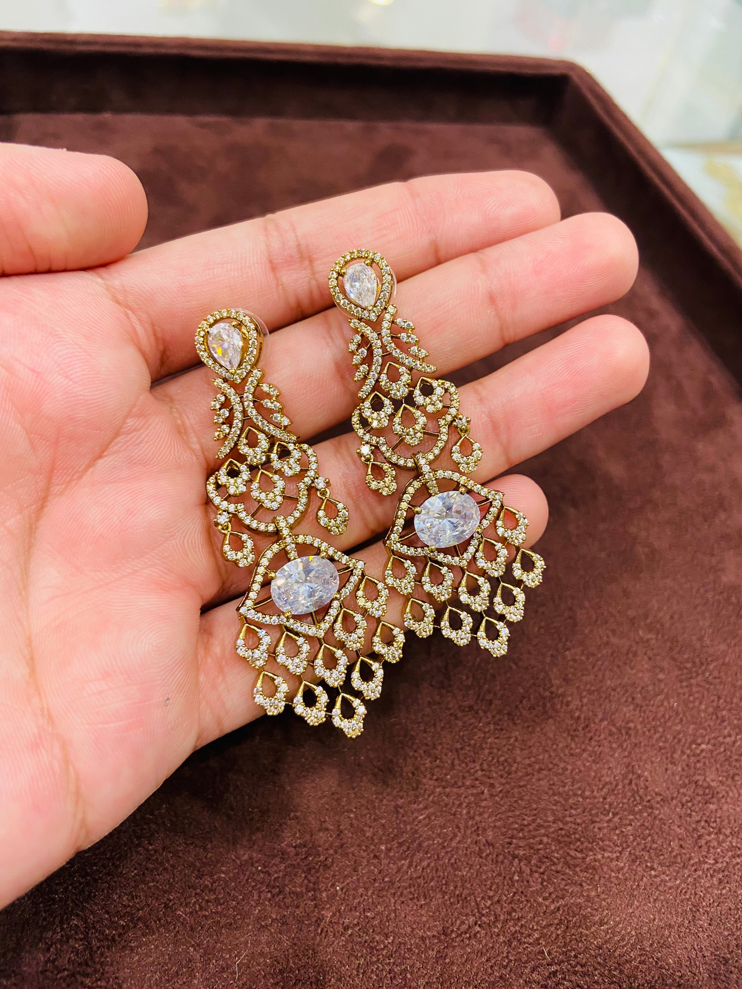 Traditional American Diamond Earrings for Wedding Wear