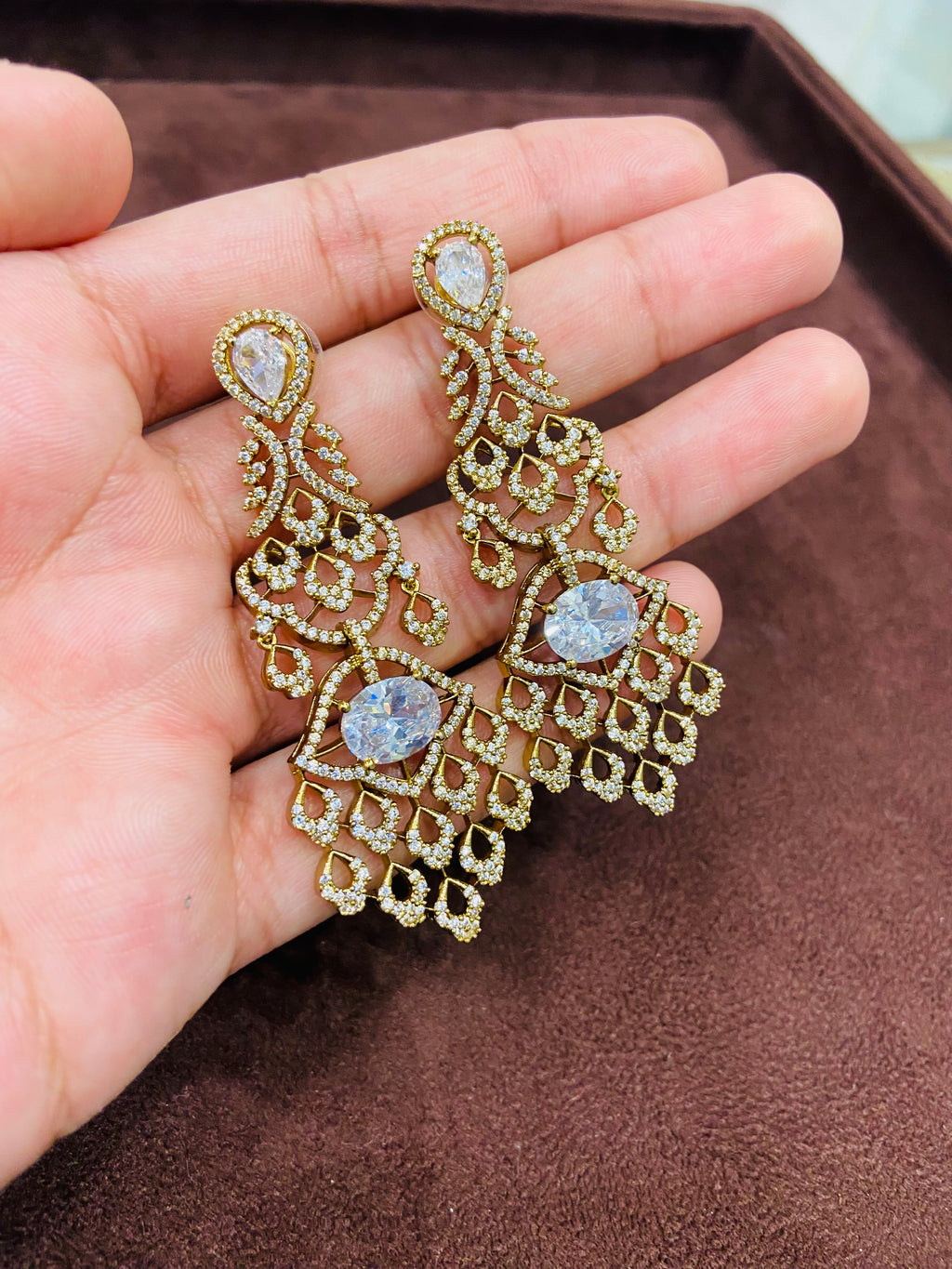 Traditional American Diamond Earrings for Wedding Wear