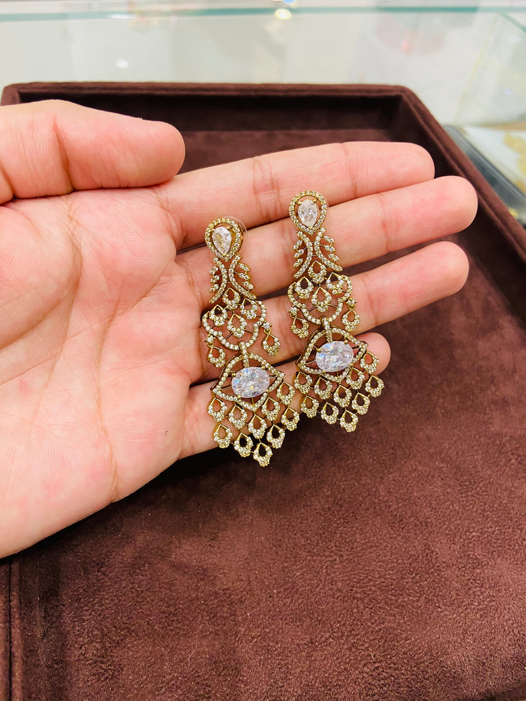 Traditional American Diamond Earrings for Wedding Wear