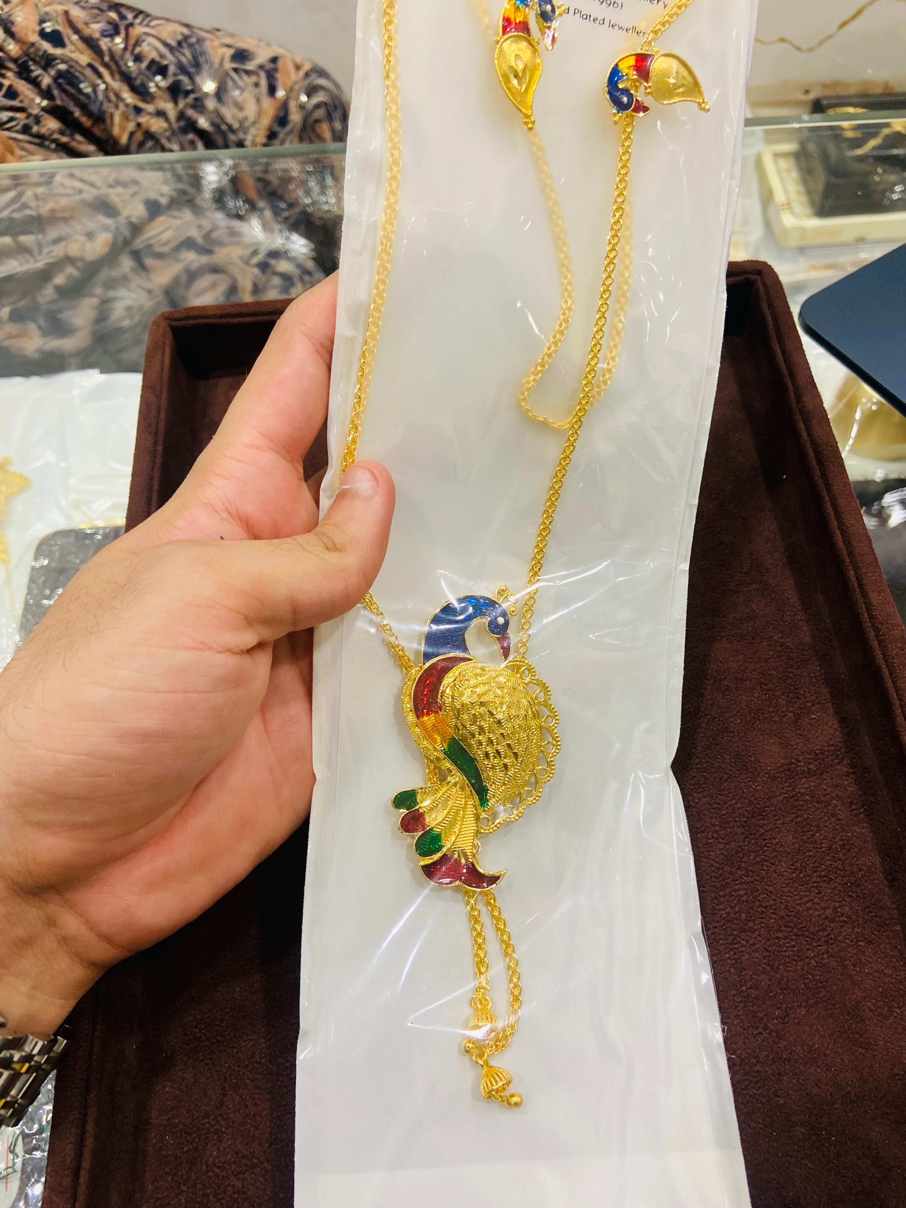 Peacock 1 Gram Gold Long Haar Set